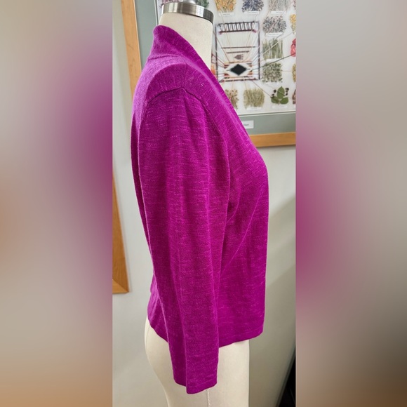 🆕Eileen Fisher Organic Linen/Cotton Open Front Straight Cropped Cardigan size M - Picture 3 of 9
